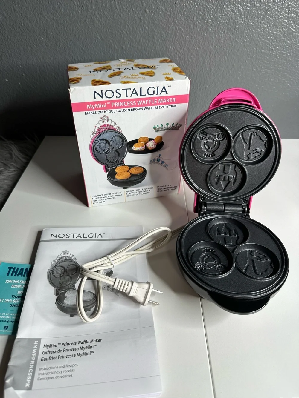 Nostalgia MyMini Princess Waffle Maker - Hot Pink